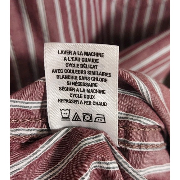 Aeropostale Men's Size XL Shirt Long Sleeve Button Up Maroon & White Striped - Picture 9 of 9